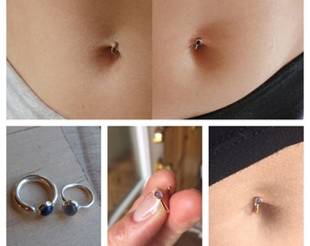 Pebble Belly Button Ring | .999 fine silver 14k solid gold-fill minimal small dainty body dance jewelry piercings simple petite cabochons