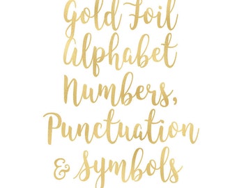 Alphabet Clipart, Clipart Font, Foil Letters, Clip-art Font, Symbols, Foil Numbers, Gold Foil Clipart, Decal for Shops, Digital Alphabet