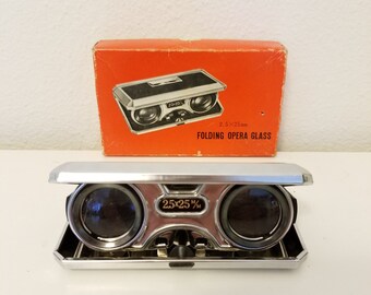 Vintage Mid Century Sport Glass Folding Opera Glasses x 25 Binoculars