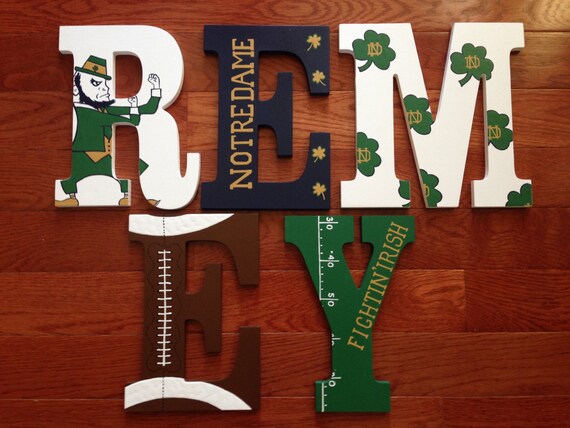 Custom Hand-Painted NOTRE DAME Wood Letters Fighting Irish