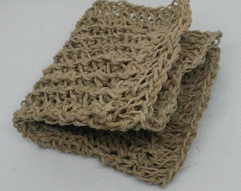 Hand Crochet Natural Hemp Exfoliating Washcloth Eco-Friendly Antibacterial