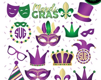 Mardi Gras SVG bundle, Mardi Gras Monogram SVG, Fleur de lis SVG cut files, Vinyl decal for silhouette cameo cricut, Instant download