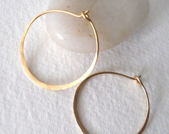 Solid gold hoops large Clearance