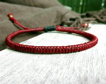red waxed cord men bracelet / beach bracelet for men / mens surfer bracelet / adjustable bracelet / lucky bracelet
