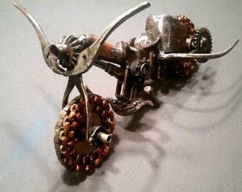 Welded motorcycle sculpture
