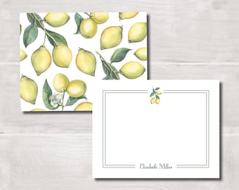 Flat Note Cards, Watercolor Lemons