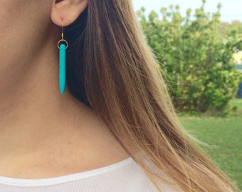 Turquoise drop earrings, turquoise dangle earrings, turquoise earrings, silver turquoise earrings, turquoise spike earrings