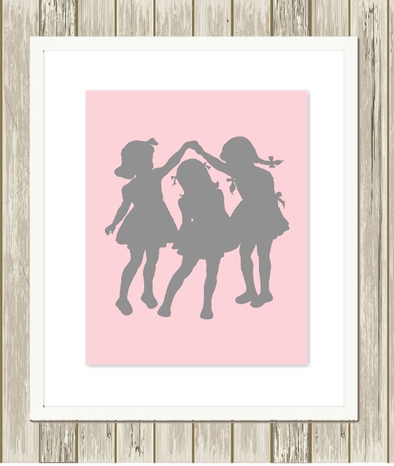 Sisters wall art three sisters wall art siblings art kids