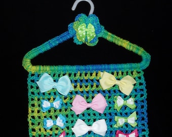 Hair Bow Holder BANANA BERRY Closet Organizer Hanger Storage Hair Accessories Hairbows Barrettes Crochet Boutique Blue Green Yellow Aqua