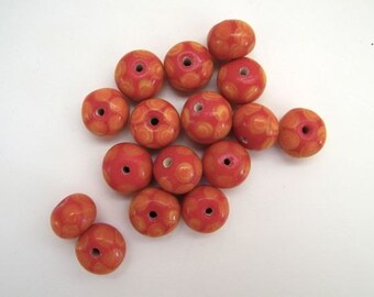Lampwork Orange Red Beads - Three (3)