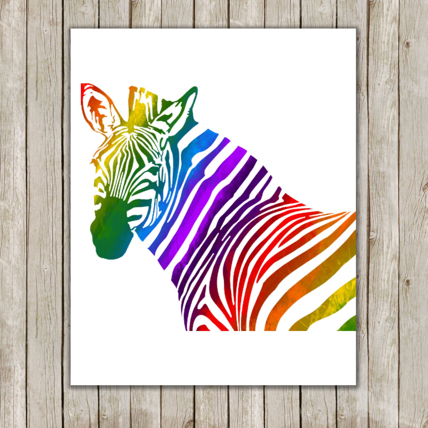 8x10 Rainbow Zebra Art Print Zebra Printable Art African