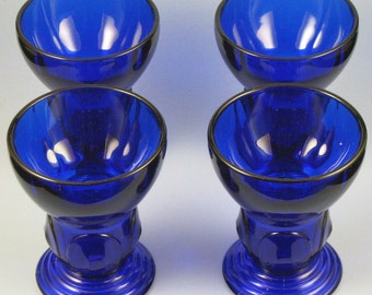 Set of 4 New Martinsville, Moondrops Cobalt Tumblers