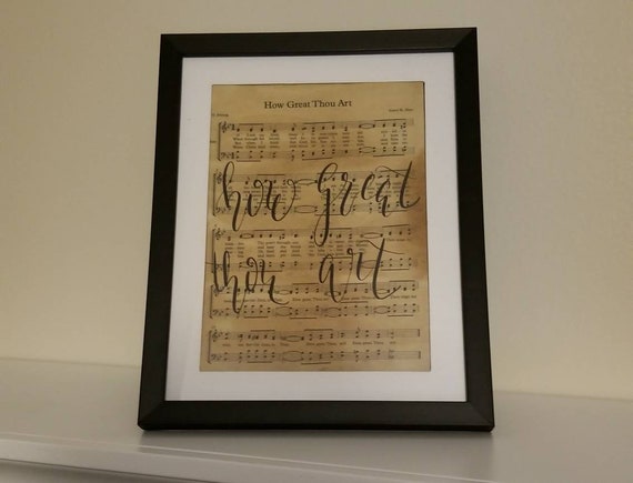 How Great Thou Art Hymnal Sheet Music 5x7 Framed Hand