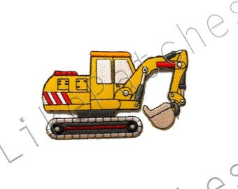 Yellow Wheeled Loader Patch - Cute Truck - Car Patch New Sew / Iron On Patch Embroidered Applique Size 9.5cm.x5.6cm.