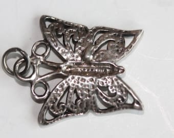 Vintage sterling silver filigree swirl design butterfly charm