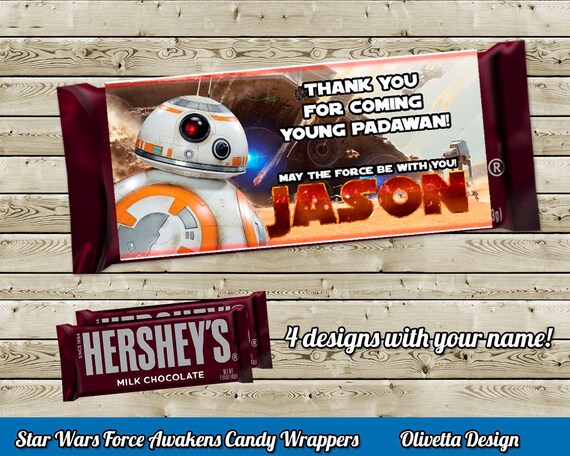Star Wars Candy Bar Wrappers 1.55oz Chocolate Bar BIRTHDAY