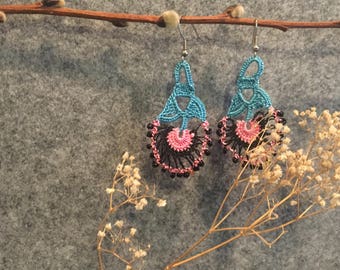 Ria Earrings in Blue and Pink