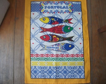 cotton TEA TOWEL-Portuguese-SARDINES-sardine festival-Portugal