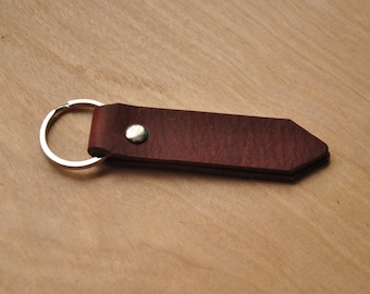Personalised Simple Dark Brown Leather Key Ring / Key Holder / Key Fob / Key Chain / Leather Lanyard