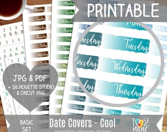 Glitter Date Covers Planner Stickers Printable Planner