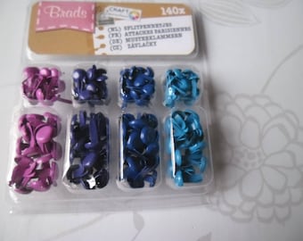 x 140 mixed fasteners Parisienne Brads 4 colors different metal 5/8 mm