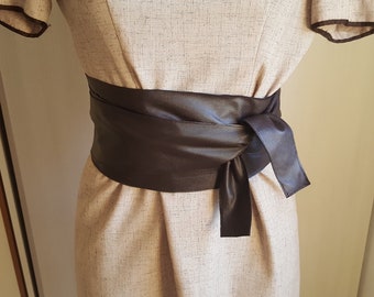 Brown Leather Sash Belt Wrap Belt Obi Belt