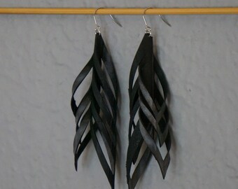 Upcycle Bike Tire Long Loop Earrings