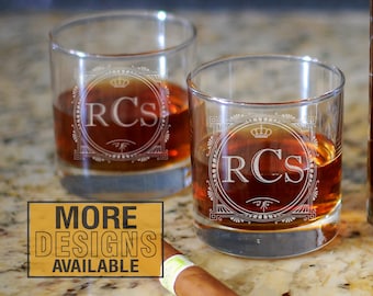 Monogrammed Whiskey Glass, Personalized Barware, Laser Etched Whiskey Glass, Personalized Whiskey Gift, Whiskey Lover Gift, Bourbon Glass