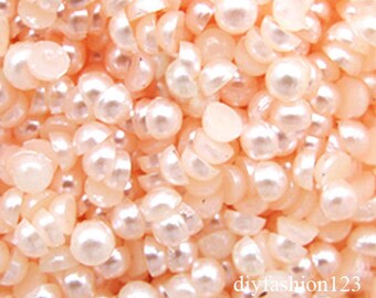1000 pieces 3mm flat back resin Pearl Cabochons -- Champagne