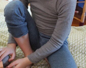 Kids Wool Longjohns - Made to Order CHICKADEES - Size 12m to 4T