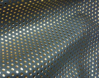 Leather 3 or 4 or 5 or 6 sq ft Small GOLD Metallic Polka Dots on GRAY full grain Cowhide 4 dot/inch 3-3.5oz/1.2-1.4mm PeggySueAlso™ E3090-41