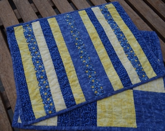 Blue and yellow cotton placemats - reversible