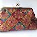 Colourful Kiss lock purse, Frame purse blue red and orange, Make up Cosmetic purse, little clutch, floral pouch, handmade bag ct025