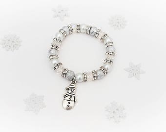 Snowman Bracelet, Kids Bracelet, Christmas Jewellery, Snowman Jewelry, Girls Snowman Outfit, Kids Festive Jewelry, Kids Christmas Outfit