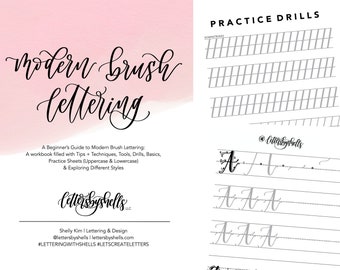 Beginner's Guide to Modern Brush Lettering | Modern Calligraphy | Digital Download | Workbook | Practice Sheets | Guide for Beginners