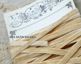 Vintage French Silk Satin Back Velvet Ribbon