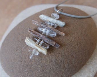 Kyanite, Quartz crystal necklace - organic natural jewelry - ethical sourced & handmade in Australia -