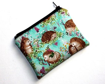 Small Zippered Pouch in Gorgeous Hedgehog Fabric