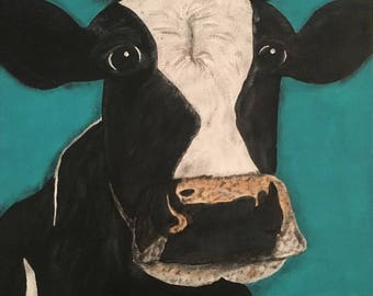 Cow canvas painting print - "Bessie"