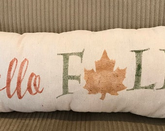 Hello Fall Grain Sack Pillow