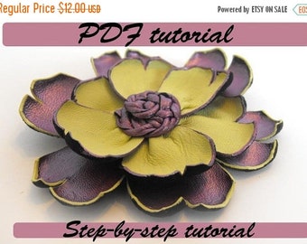 50% OFF SALE Leather flower tutorial. Fantasy flower PDF pattern
