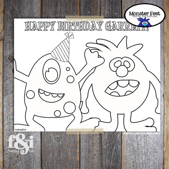 Monster Coloring Sheet Page Party