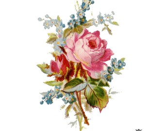 Vintage Rose and forget me knot Posy, Rose tattoo, Floral tattoo, Body Art, Wickedly Lovely Skin Art Temporary Tattoo