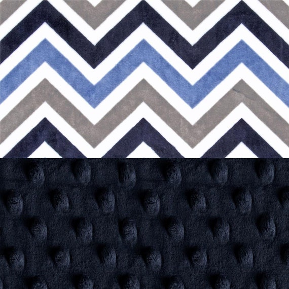 Minky Adult Blanket, Personalized Blanket, Gray Navy Chevron Throw Blanket, Twin Blanket, Chevron Blanket, Gift, Kids Minky Blanket