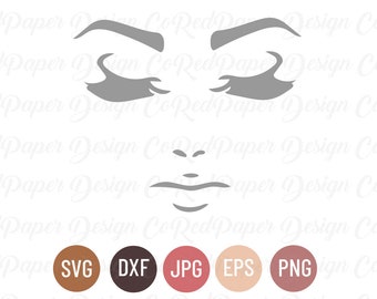 Eyelashes and Lips SVG Bundle Cut File, Makeup Svg, Dxf, Eps, Jpg, Png for Cricut, Silhouette, Clipart, Unicorn Lash, Pouty Eyes and Lips