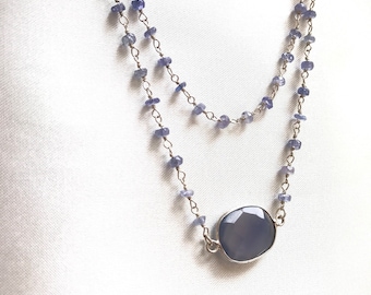 Tanzanite rosary Necklace. Tanzanite Rosarie necklace.