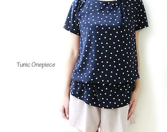 One button tunic dress, dot style,2 way dress,JP-0879-dot