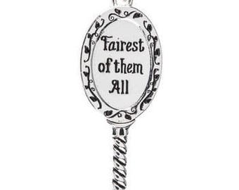 Fairy Tale Silver Fairest of Them All Mirror Metal Pendant