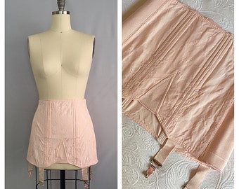 Ballet pink corset | 1940s satin boudoir lingerie | 40s rayon girdle | l