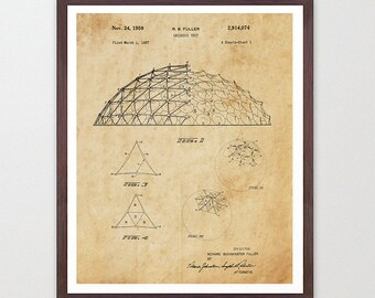 Buckminster Fuller - Geodesic Dome Patent - Architecture Poster - Architecture Wall Art - Buckminster Fuller Art - Geodesic Dome Art - Dome